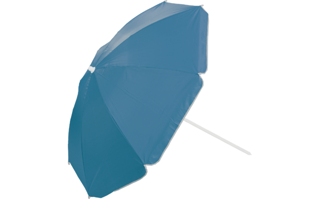 Türkisfarbener, geöffneter Sonnenschirm mit schrägem Metallstab auf transparentem Hintergrund