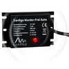 Schwarzes elektronisches Gerät mit Kabeln, mit Aufschrift und Logos