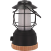 Lanterne noire avec base en bois et verre transparent