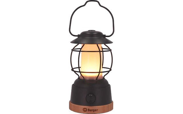 Een zwarte lantaarn met handvat, aan