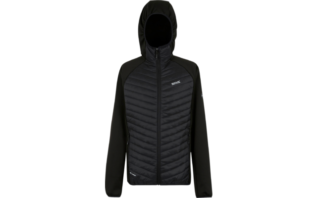 Schwarze Steppjacke mit Kapuze und Reißverschluss