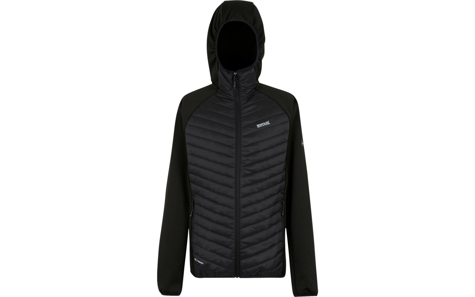 Schwarze Steppjacke mit Kapuze und Reißverschluss