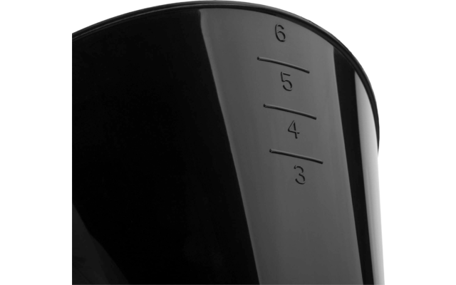 Close-up of a glossy black surface with raised measurement marks and the numbers 3, 4, 5, 6