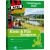 Buchcover der Campinggids 2026 mit einem roten Van neben einem See und Bäumen im Hintergrund