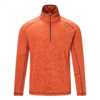 Haut manches longues orange avec fermeture éclair courte à l'avant, col montant, motif texturé discret, lignes de coutures contrastées et petit logo sur le haut de la poitrine