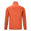 Vue arrière d'une veste orange à manches longues avec col montant, fine texture gaufrée et coutures contrastantes foncées sur fond blanc