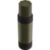 Zylindrische, olivegrüne und schwarze Flasche mit Schraubverschluss