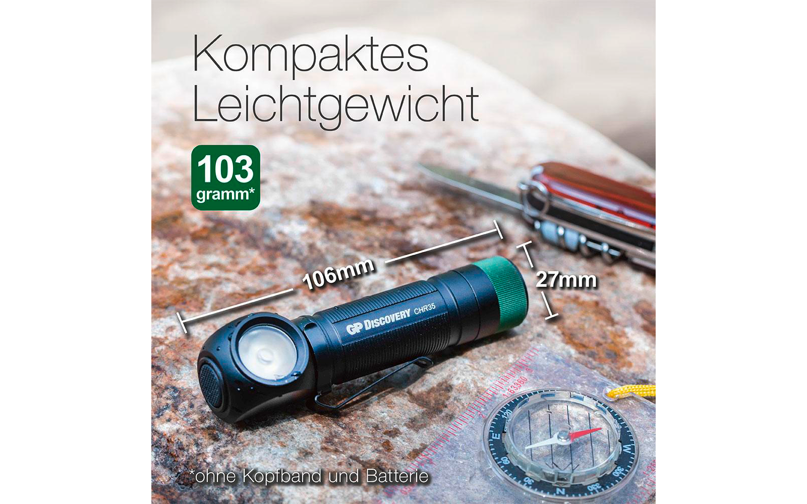 Produktbild GP Batteries CH35 Multifunktions-Stirnlampe 600 Lumen mit USB-Ladefunktion 1