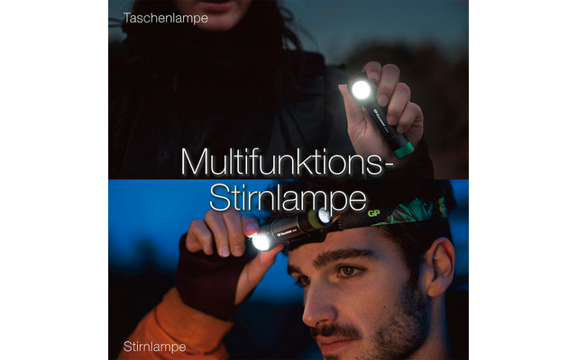 Produktbild GP Batteries CH35 Multifunktions-Stirnlampe 600 Lumen mit USB-Ladefunktion 1