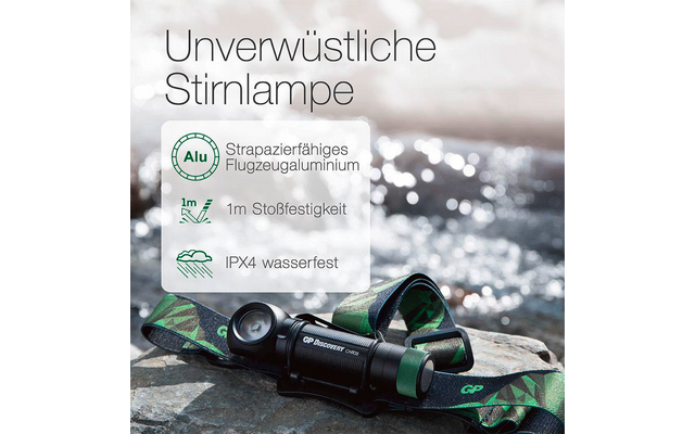 Produktbild GP Batteries CH35 Multifunktions-Stirnlampe 600 Lumen mit USB-Ladefunktion 1