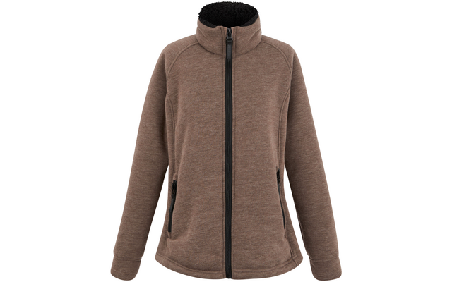 Braune Fleecejacke mit Reißverschluss, Stehkragen und Taschen