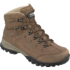 Brauner, knöchelhoher Wanderschuh mit Schnürung und schwarzer Profilsohle