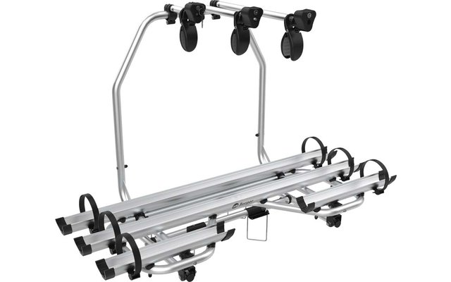 Metallischer Fahrradträger mit Platz für drei Fahrräder