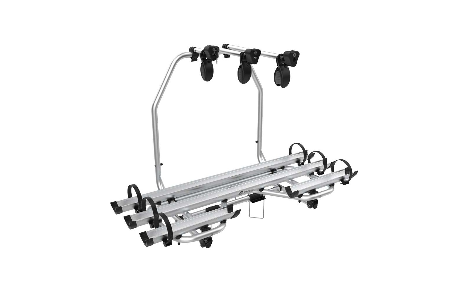 Metallischer Fahrradträger mit Platz für drei Fahrräder