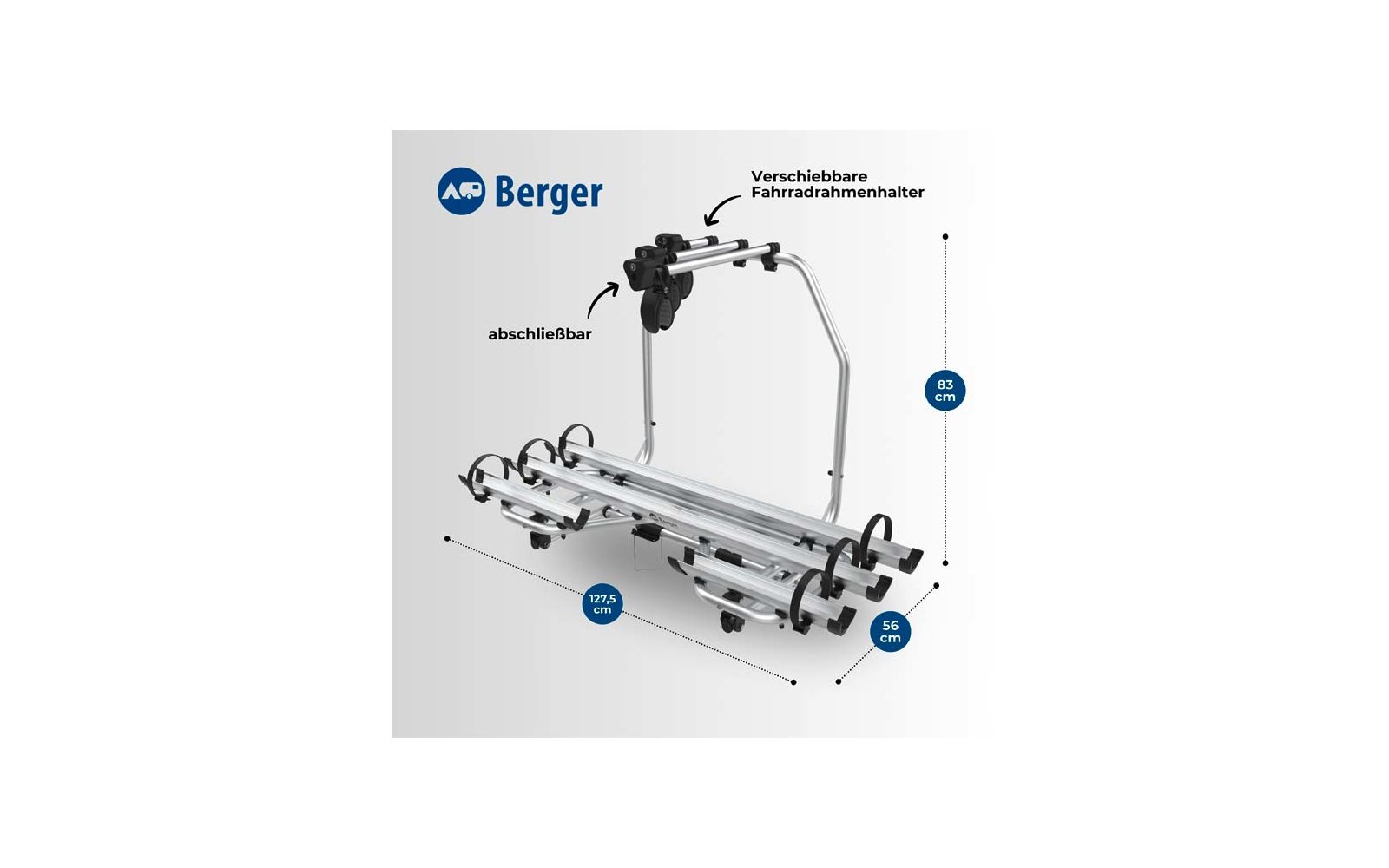 Produktbild Berger Premium XL Deichsel Fahrradtr&auml;ger f&uuml;r 2/3 Fahrr&auml;der E-Bike geeignet 1