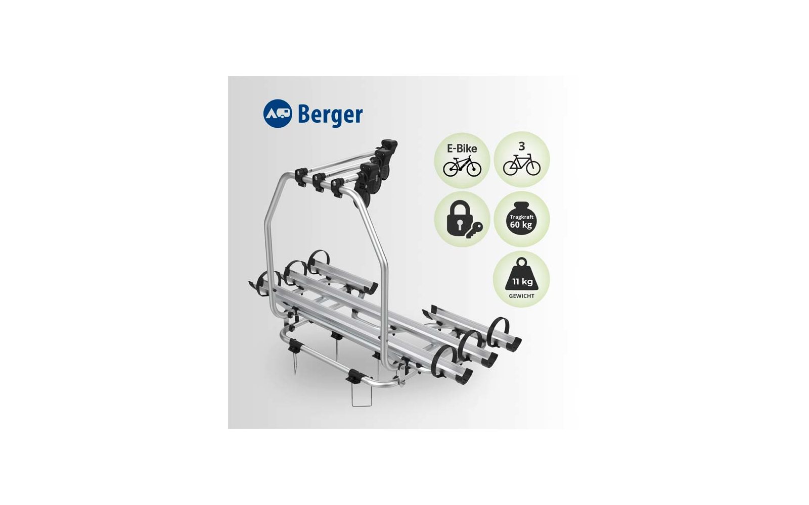 Produktbild Berger Premium XL Deichsel Fahrradtr&auml;ger f&uuml;r 2/3 Fahrr&auml;der E-Bike geeignet 1
