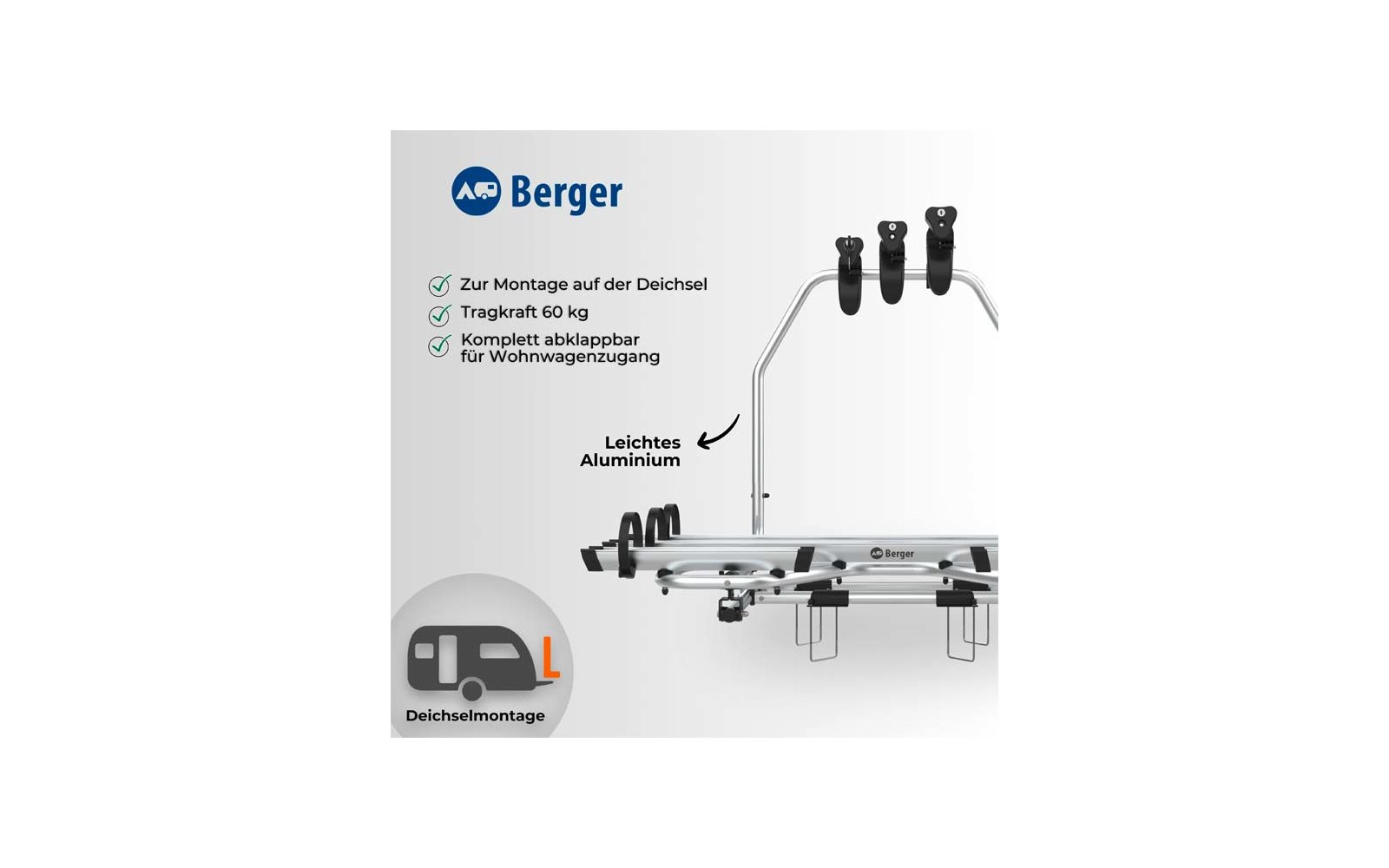 Produktbild Berger Premium XL Deichsel Fahrradtr&auml;ger f&uuml;r 2/3 Fahrr&auml;der E-Bike geeignet 1
