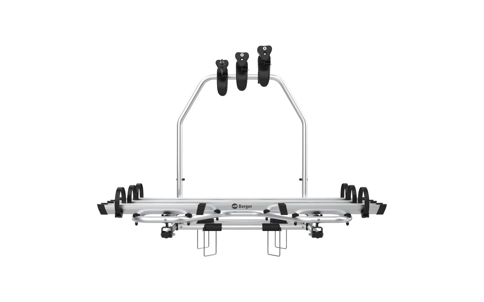 Fahrradträger aus Metall mit Halterungen für drei Fahrräder
