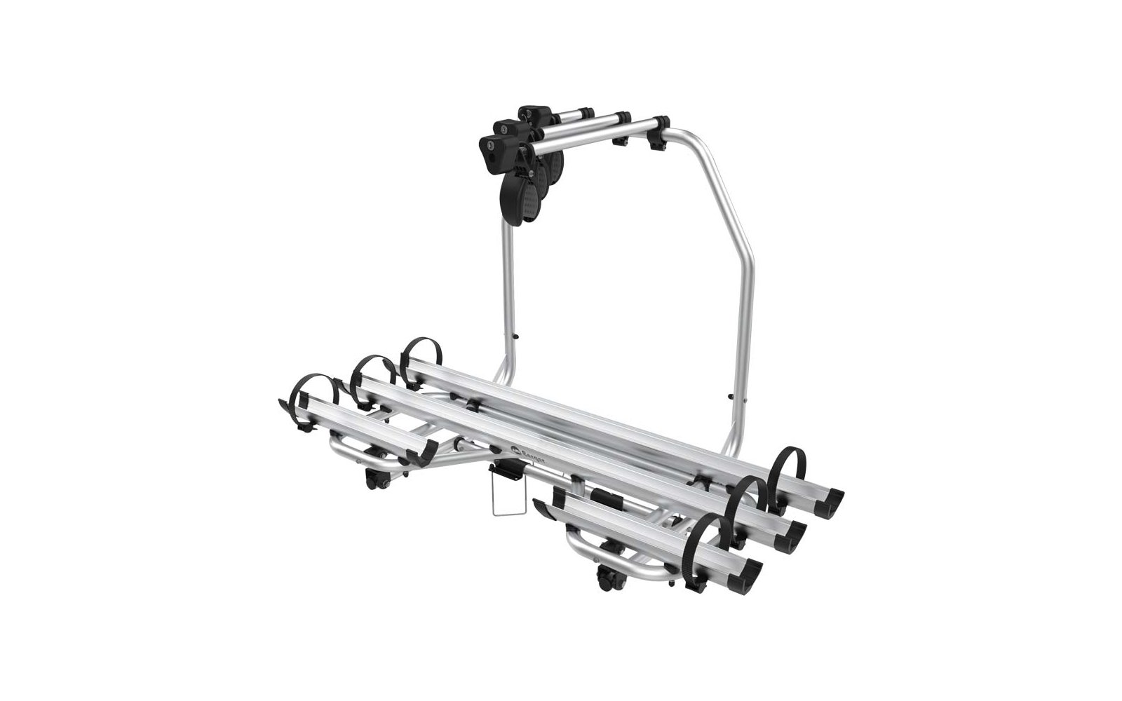 Silberner Fahrradträger aus Metall mit Halterung für drei Fahrräder