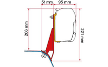118211 645244 - Fiamma Kit Ford Custom V 710 / VW Transporter from 2025 Lift Roof special bracket for awning