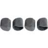 Vier graue, halbrunde Hüllen mit offener Unterseite nebeneinander auf weißem Hintergrund