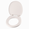 Geöffneter weißer Toilettensitz mit Deckel