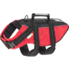 Rotes und schwarzes Hundegeschirr mit Griff