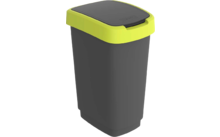 Rotho Twist waste garbage can with swing and hinged lid 25 liters lime green