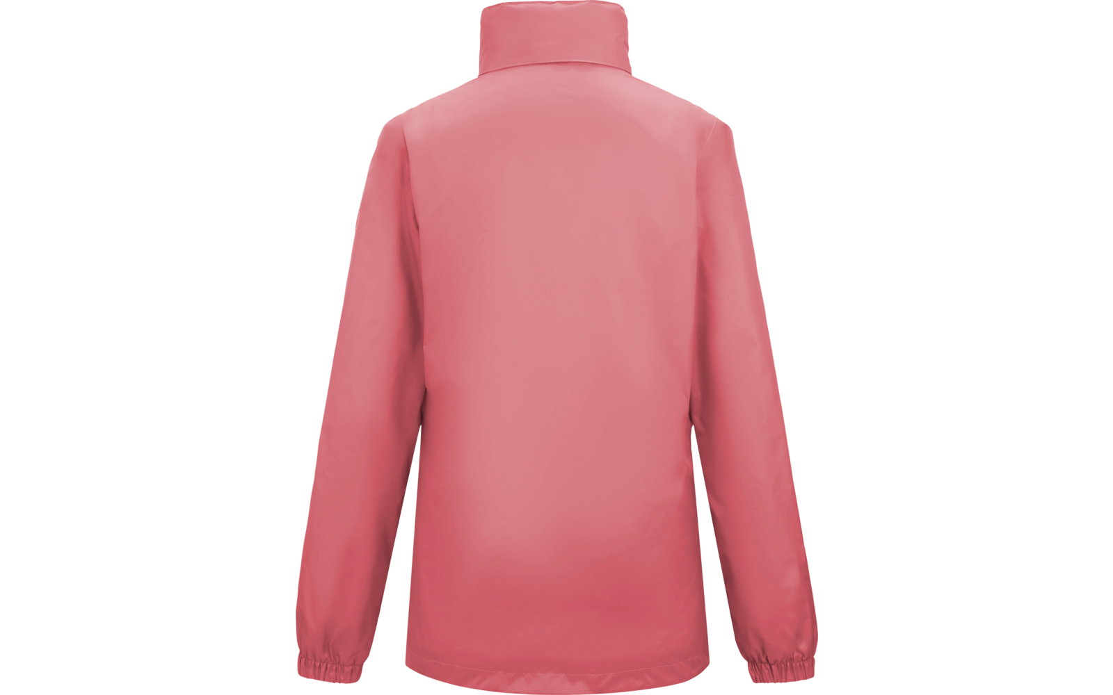 Rosa Jacke von hinten, Stehkragen, lange Ärmel mit elastischen Bündchen