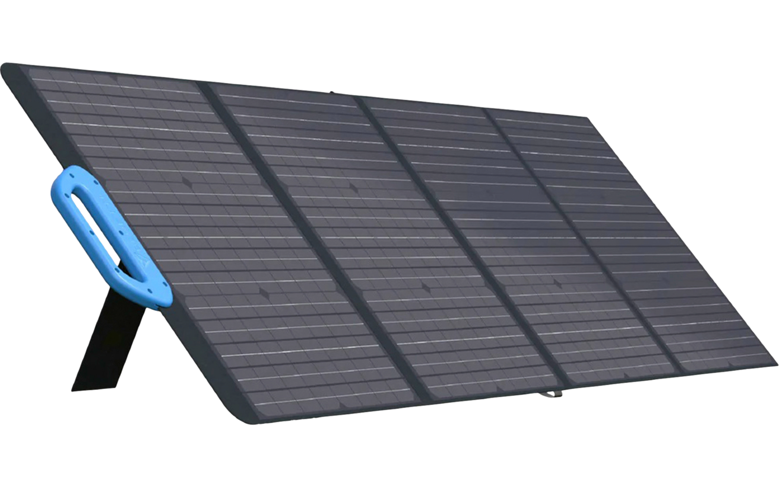 Tragbares Solarpanel mit Ständer und blauem Griff