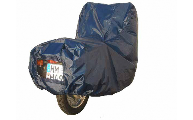 Bromfiets met blauwe hoes
