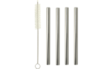 127531 613816 - Metaltex rietje set Inox lang 4 stuks incl. schoonmaakborstel
