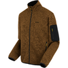 Braune Fleecejacke mit schwarzem Reißverschluss und schwarzem Ärmelpatch