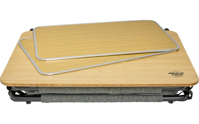 Houten dienblad met metalen handgrepen, plat liggend