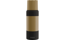 thermos doré et noir avec bouchon à vis et logo SIGG en bas
