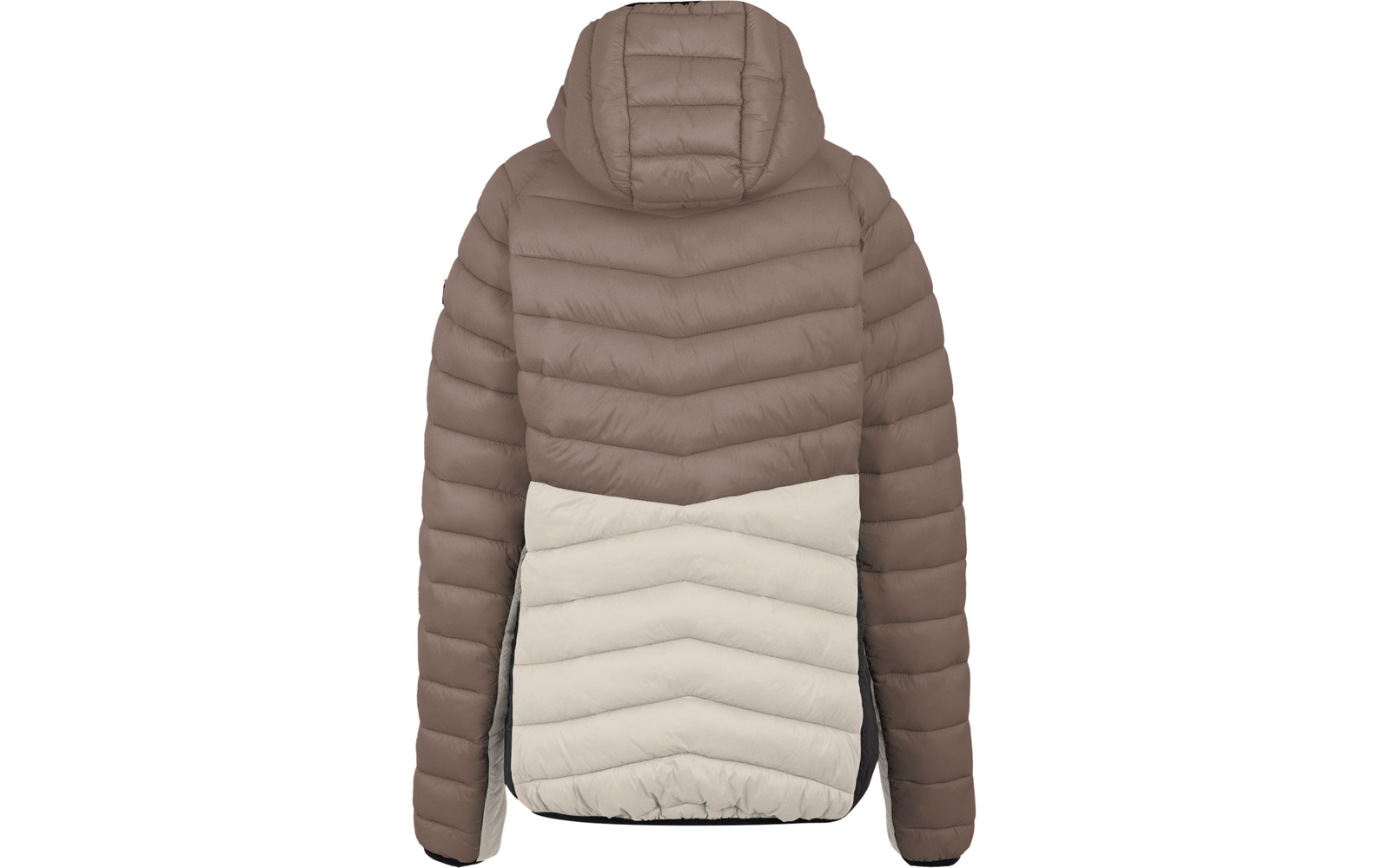 Leichte Steppjacke in Beige mit hellerem unteren Rückenbereich, Ansicht von hinten