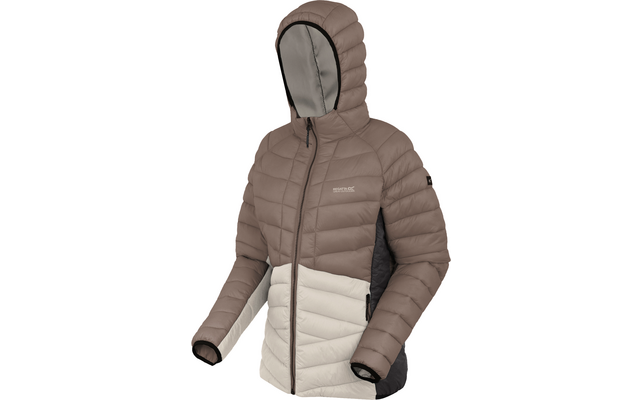 Damenjacke mit Kapuze, zweifarbig in Braun und Beige