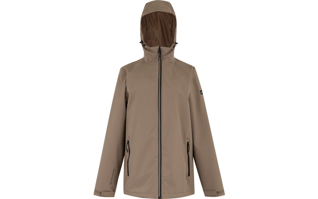 Braune, kapuzenbedeckte Jacke mit Reißverschlüssen an den Taschen