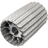 Metallischer Zylinder mit geriffelter Außenseite und inneren Zähnen