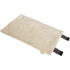 Beige Wärmekissen mit zwei schwarzen Schlaufen an einer Seite