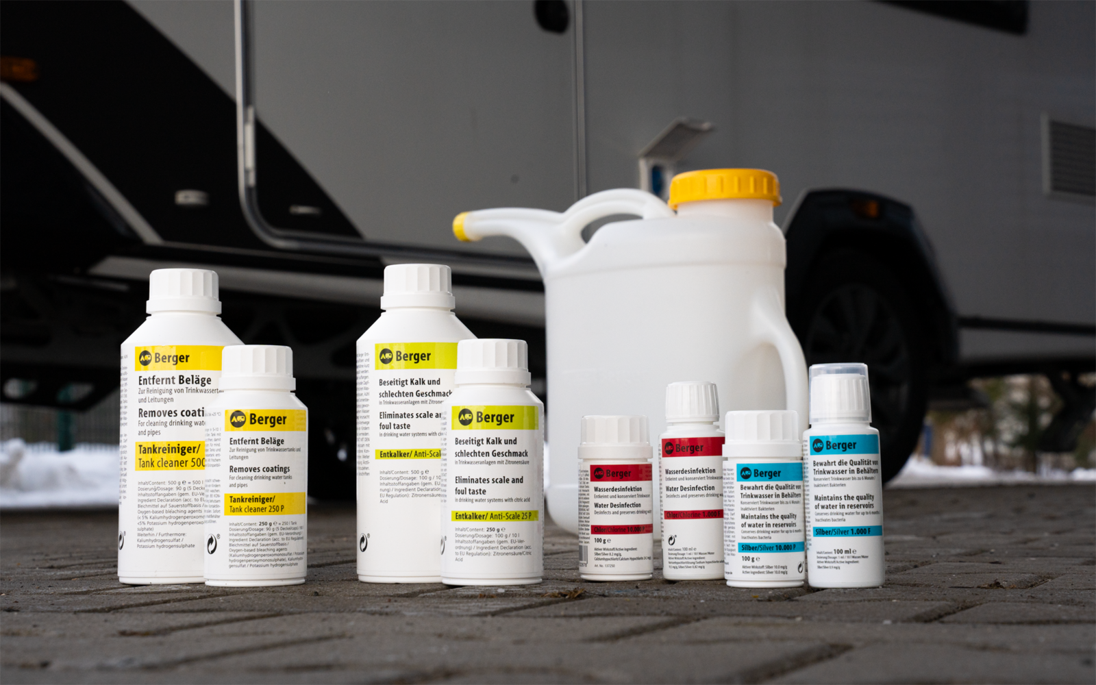 Produktbild Berger Tankbox 100 Set (Tankreiniger, Wasserdesinfektion & Entkalker) 1