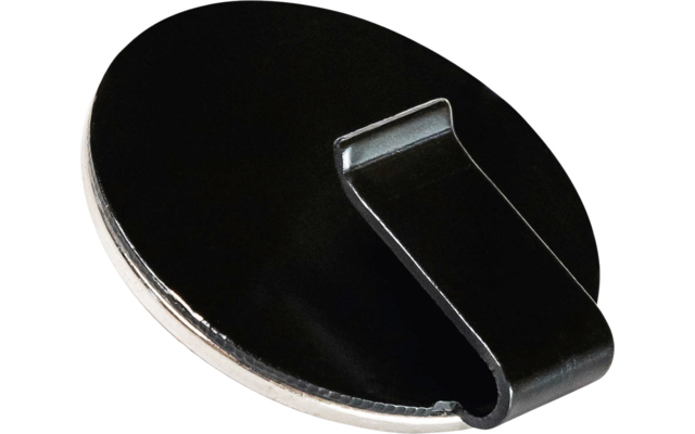 Runder schwarzer Magnet mit Metallclip