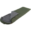 Grüner Schlafsack mit geöffnetem Reißverschluss, auf weißem Hintergrund