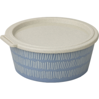 Koziol Blomster Box schaal met deksel 1,3 liter stapelbaar / luchtdicht / lekvrij natuur bloem blauwe lijn