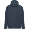 Donkerblauwe jas met capuchon, achteraanzicht