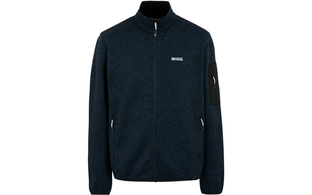 Dunkelblaue Strickjacke mit Reißverschluss und Stehkragen