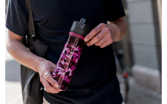 Aladdin Sports Tracker Trinkflasche mit Aufdruck 0,8 Liter burgund