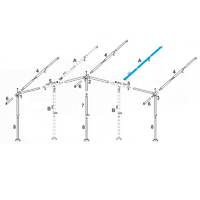 Brand Zusatzgestänge für Vorzelte und Zelte Dachstange mit Haken und Schelle Aluminium 28 mm Länge 220 - 300 cm