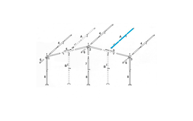 Brand additional poles for awnings and tents roof pole with hook and clamp aluminum 28 mm length 220 - 300 cm