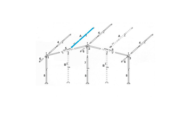 Brand additional poles for awnings and tents roof pole with hook and clamp aluminum 28 mm length 220 - 300 cm